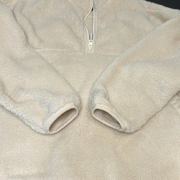 Roots Outdoors Cream Sherpa Quarter-Zip Pullover Size M - Picture 12 of 16